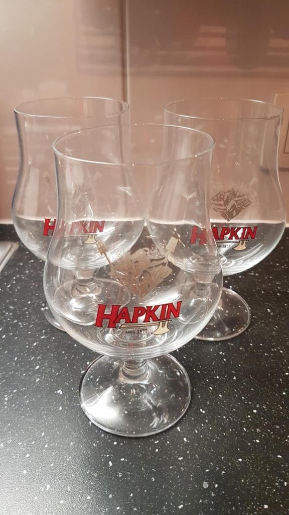 Hapkin bierglazen 3 stuks, Verzamelen, Ophalen, Zo goed als nieuw