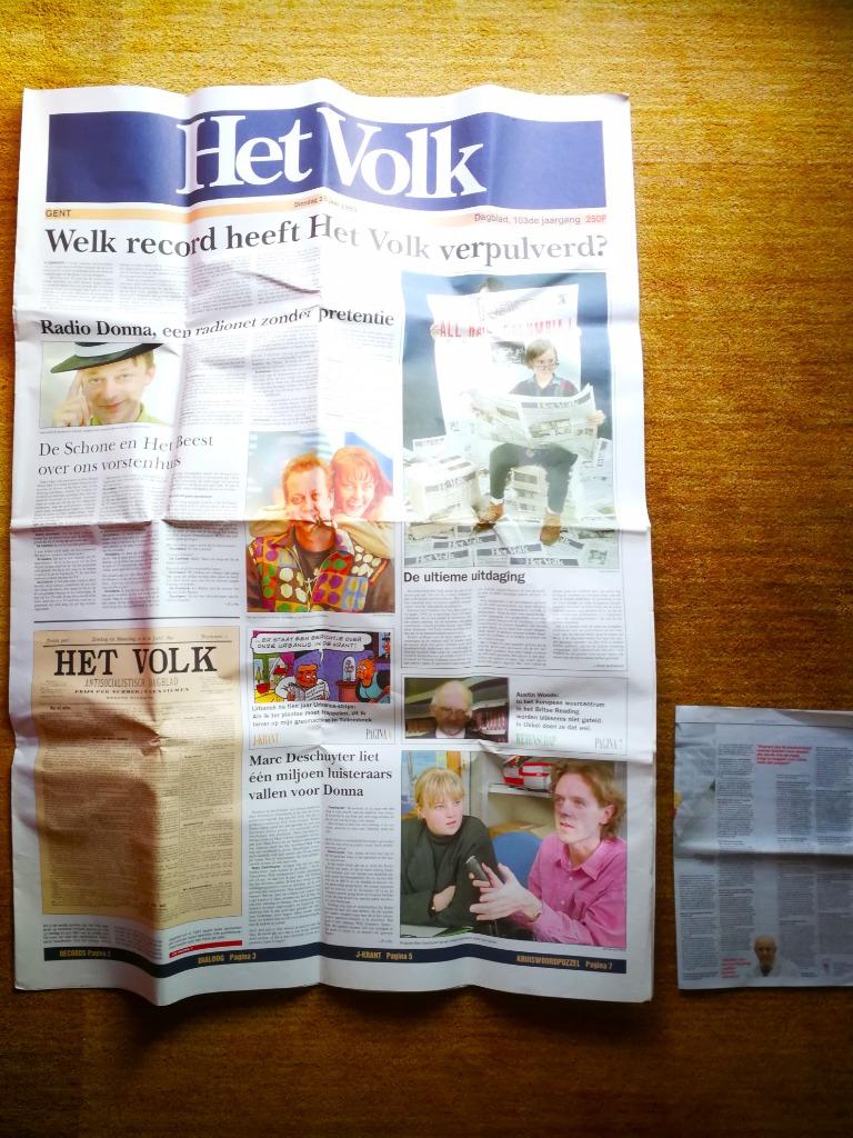 Jumbo-editie krant “Het Volk” 15 juni 1993 (1,40mx1m), Boeken, Tijdschriften en Kranten, Ophalen of Verzenden, Zo goed als nieuw