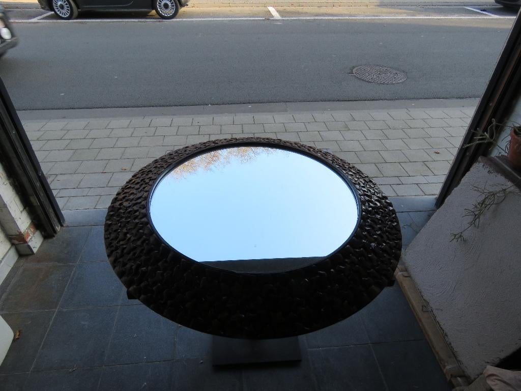 Ronde metalen spiegel diameter 96 cm, Huis en Inrichting, Woonaccessoires | Spiegels, Ophalen