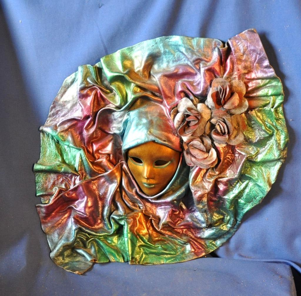 masque murale venise cuir coloré et faience, Enlèvement ou Envoi, Utilisé