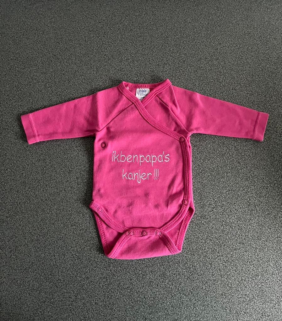 Roze body ‘ik ben papa’s kanjer’ - 3 maand, Ophalen of Verzenden, Zo goed als nieuw, Meisje