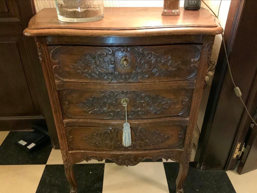 Meuble à gant en chêne , style Louis XV, 3 tiroirs, Enlèvement