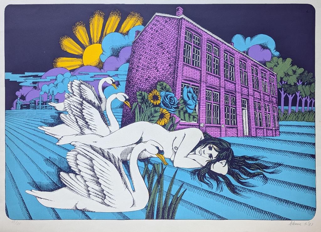 pierre leterme - zeefdruk - het zwanenmeer - 1973, Ophalen of Verzenden
