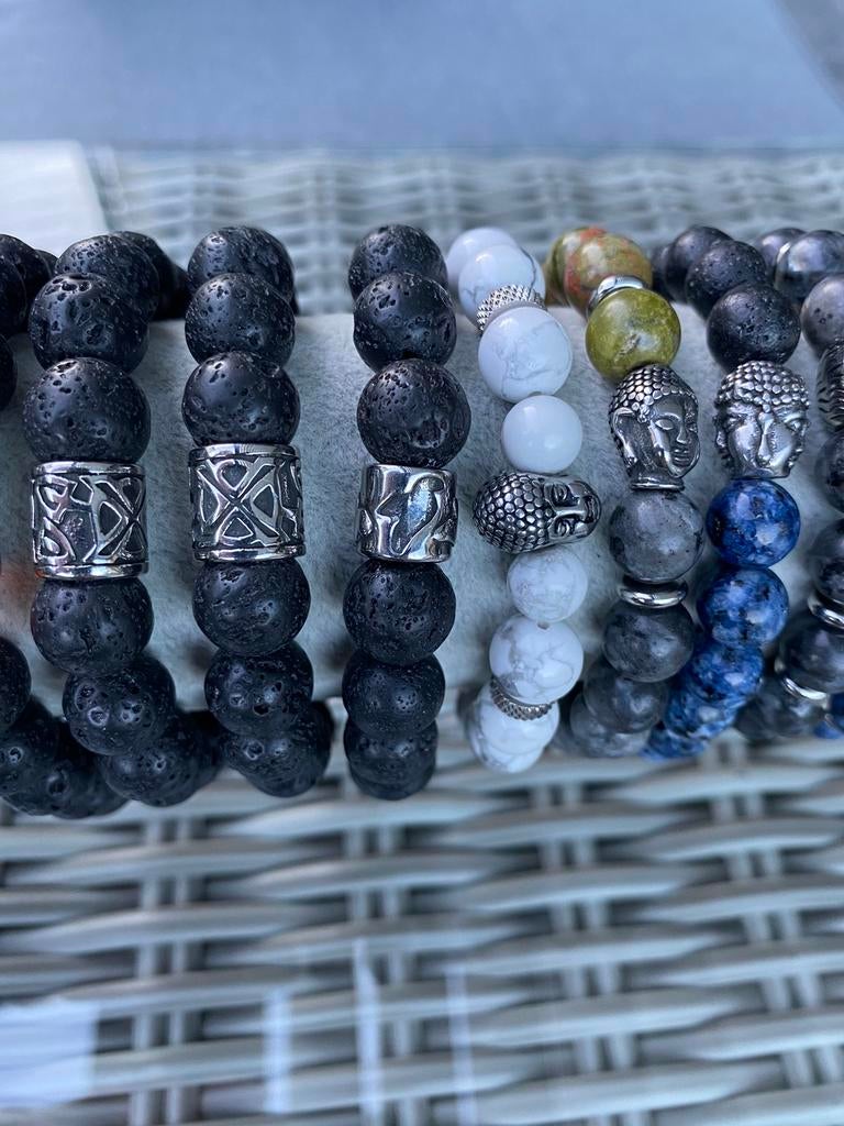 Bracelets en pierre naturelle pour hommes (NOUVEAU), Enlèvement ou Envoi, Neuf, Acier