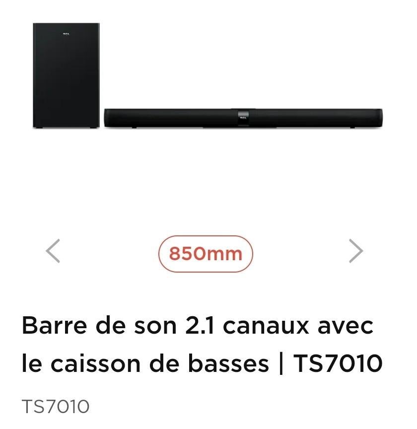 Barre de son TCL 2.1 TS7010 320 w, TV, Hi-fi & Vidéo, Enlèvement, Bluetooth, Comme neuf