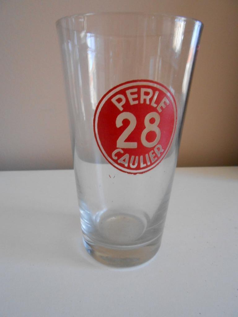 Bierglas Perle 28 , brouwerij Caulier uit Brussel, Ophalen of Verzenden
