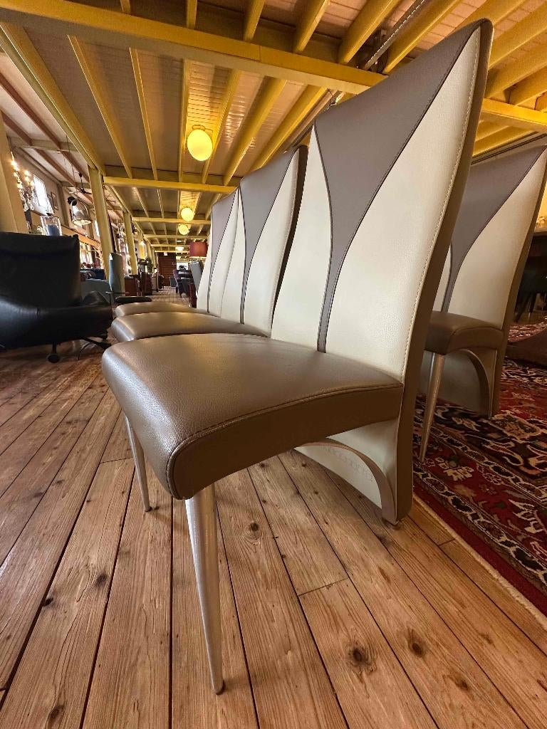 Set van 6 Formentie eetkamerstoelen, Huis en Inrichting, Stoelen, Zo goed als nieuw, Vijf, Zes of meer stoelen, Leer, Metaal, Overige kleuren