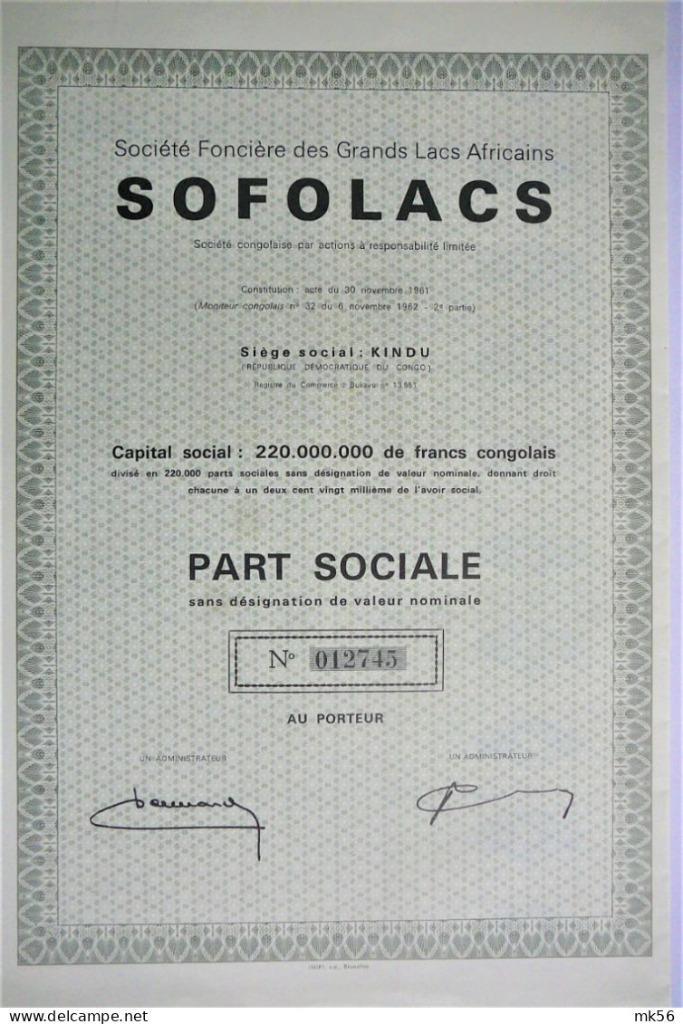 Société foncière des Grands Lacs Africains(Sofolacs), Timbres & Monnaies, Enlèvement ou Envoi, 1920 à 1950, Action