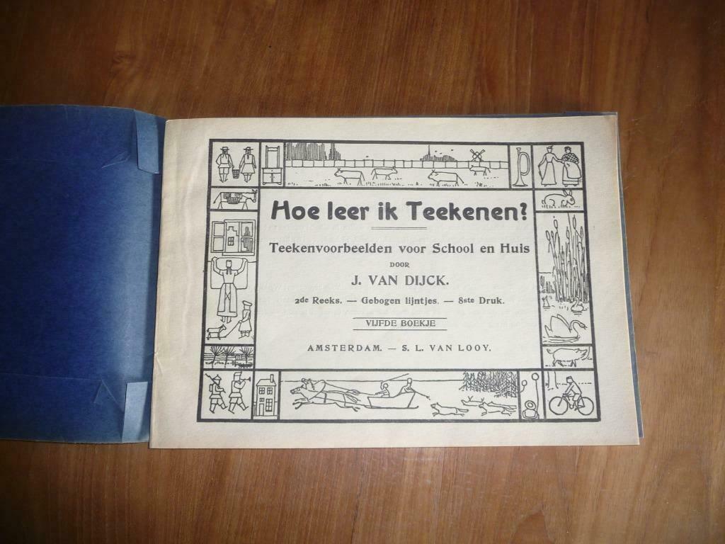 13 antieke tekenboekjes schriftjes  J. Van Dijck, Verzamelen, Ophalen of Verzenden, Gebruikt