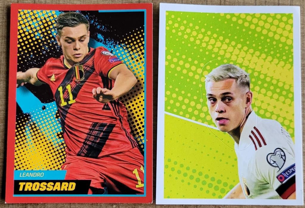 2 Panini stickers: Leandro Trossard, Ophalen of Verzenden, Zo goed als nieuw, Poster, Plaatje of Sticker