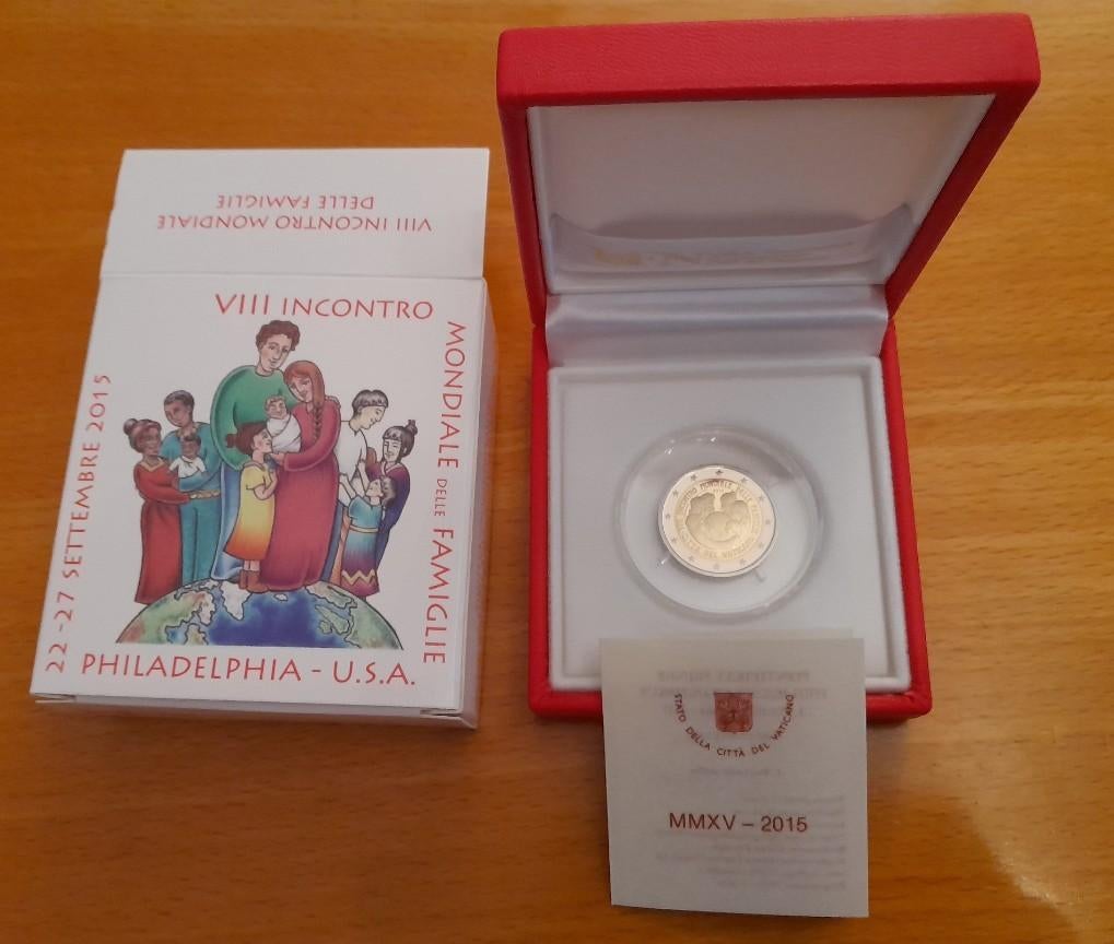 2 euro VATICAAN 2015 8ste Werelddagen Philadelphia'  PROOF, Ophalen of Verzenden, Vaticaanstad, 2 euro, Setje