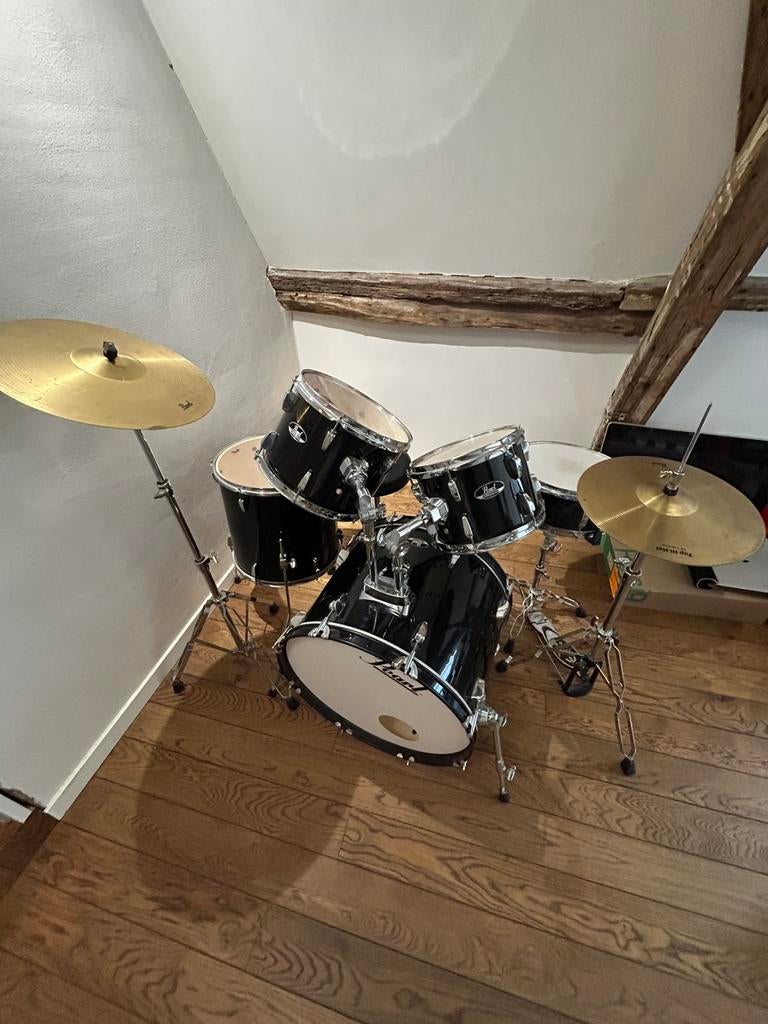 Drumstel pearl zwart, Ophalen, Gebruikt, Pearl