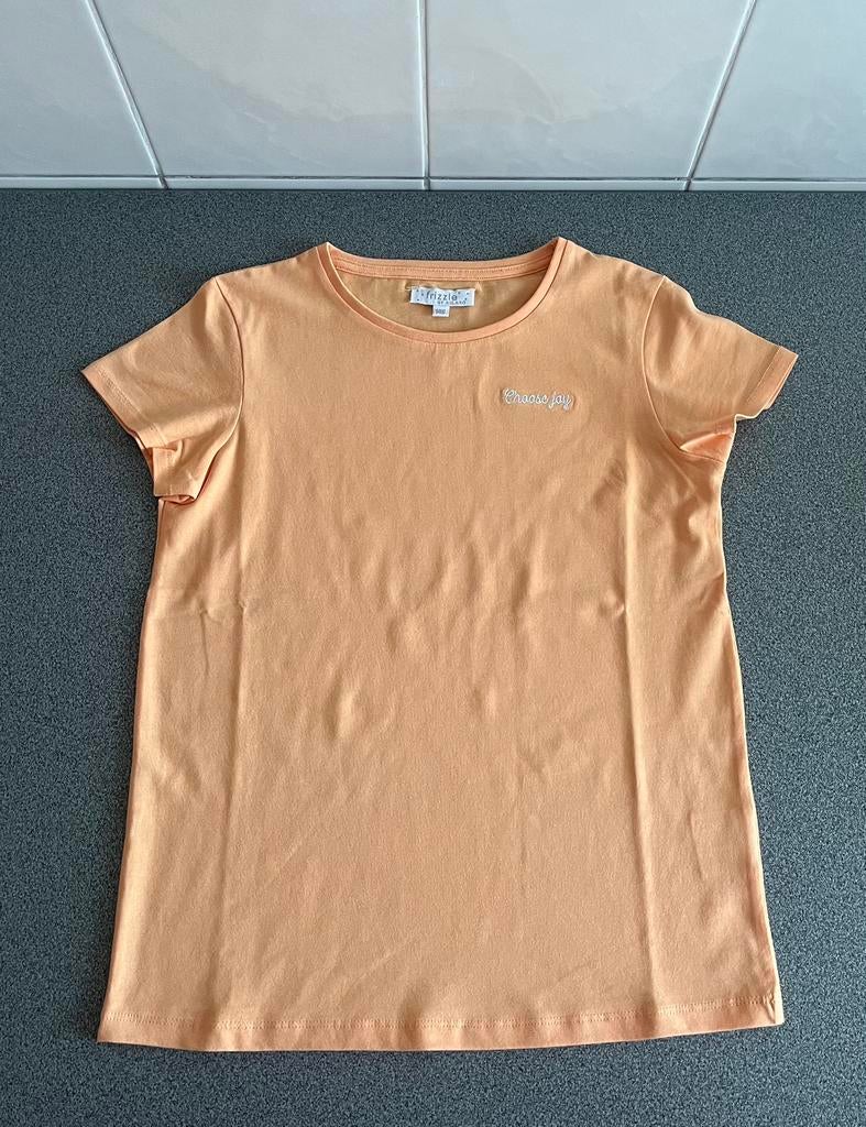 Lichtoranje t-shirt ‘Choose joy’ Bel&Bo - maat 146, Kinderen en Baby's, Kinderkleding | Maat 146, Meisje, Ophalen of Verzenden