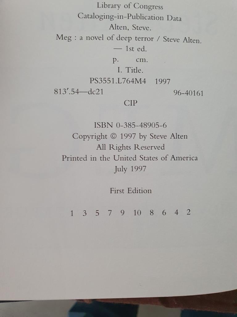MEG, Steve Alten, first edition hardcover, signed, Steve Alten, Enlèvement ou Envoi, Comme neuf, Autres types
