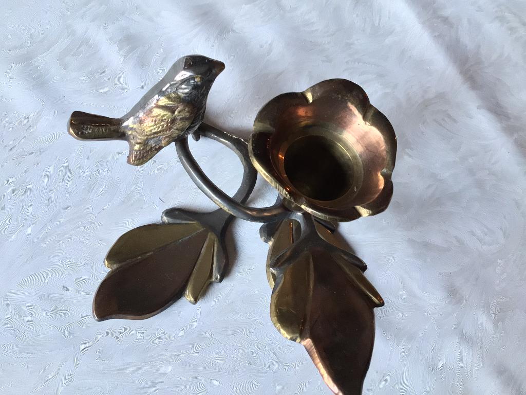 2 chandeliers tricolores en cuivre avec un oiseau dessus, Enlèvement ou Envoi, Cuivre ou Bronze