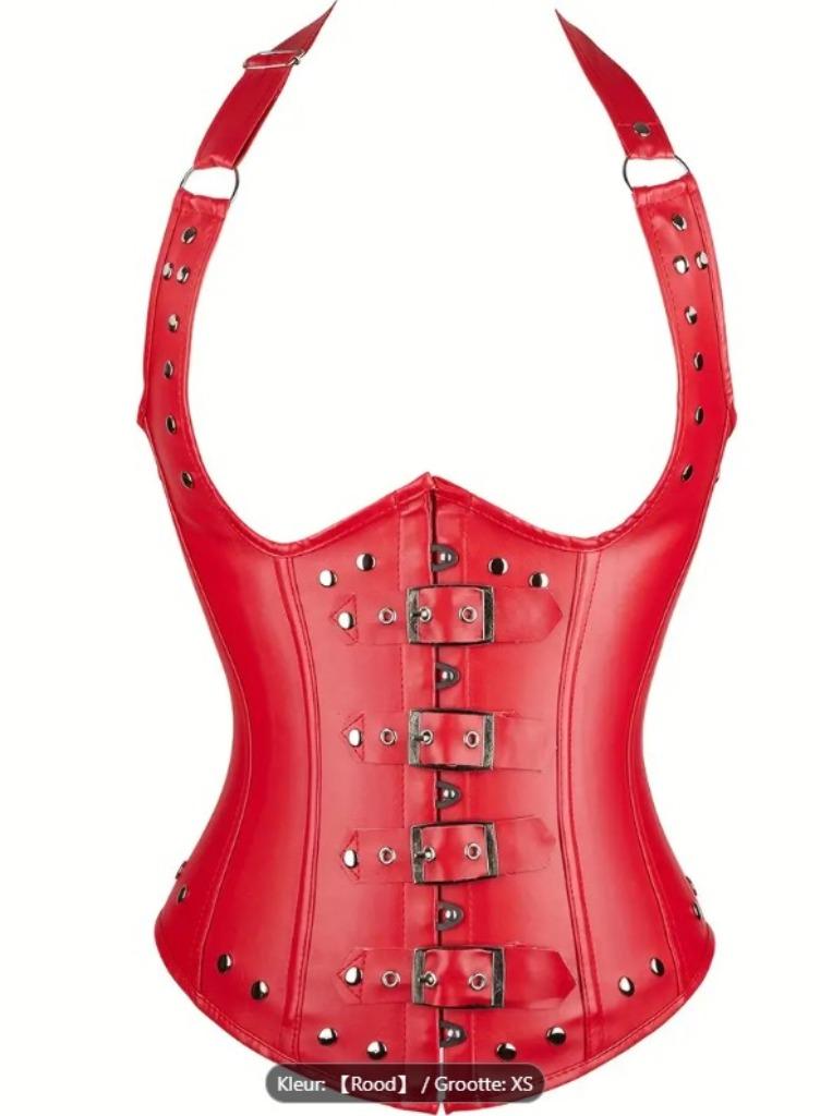 Sexy rood corset lederlook  Maat XS nieuw, Ophalen of Verzenden, Nieuw
