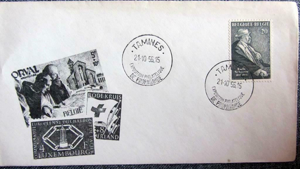 FIRST DAY COVER- SCHRIJVERS-DICHTERS-EMILE VERHAEREN- BELGIË, Postzegels en Munten, Ophalen of Verzenden, Gestempeld, Overige thema's