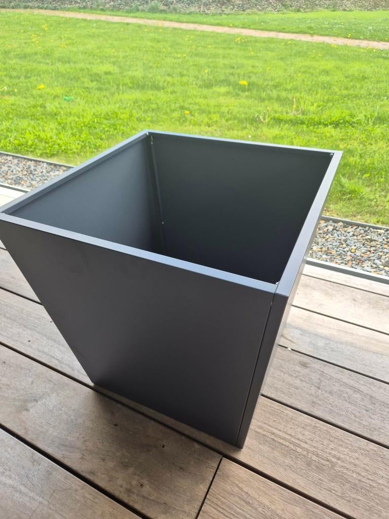 Pot de fleur 50x50x50 + plateau à roulettes, Ophalen, Vierkant, Nieuw, Balkon