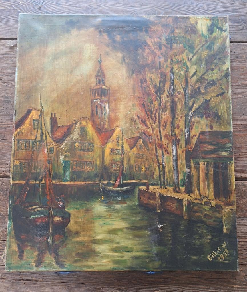 Impressionistisch schilderij Gillis w 1953, Antiek en Kunst, Kunst | Schilderijen | Klassiek, Ophalen of Verzenden
