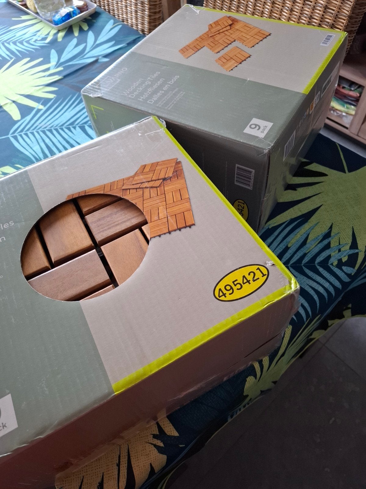 lot de 4 packs de 9 dalles en bois d'acacia huilé pour extér, Enlèvement, Neuf
