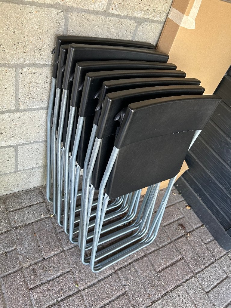 8 Klapstoelen, Maison & Meubles, Chaises, Comme neuf, Enlèvement, Cinq, Six Chaises ou plus, Noir