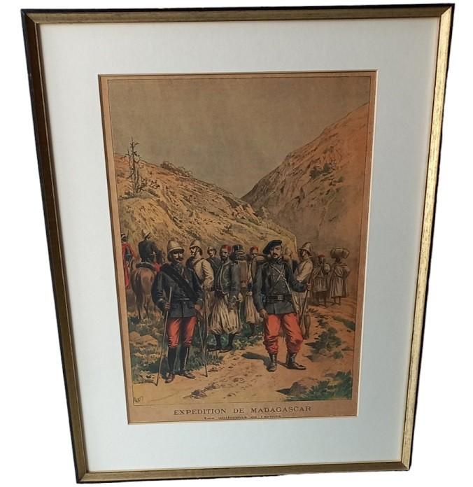 gravure "expedition de madagascar" 1895, Ophalen, Gravure, Ingelijst