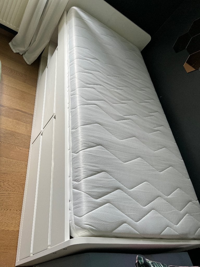 Lit simple IKEA avec rangement, 90 cm, Enlèvement, 200 cm, Blanc