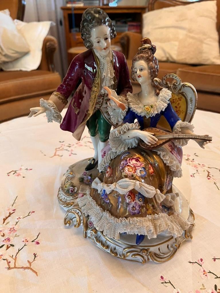 Vintage porseleinen beeld – romantisch koppel (Rococo stijl), Verzamelen, Ophalen