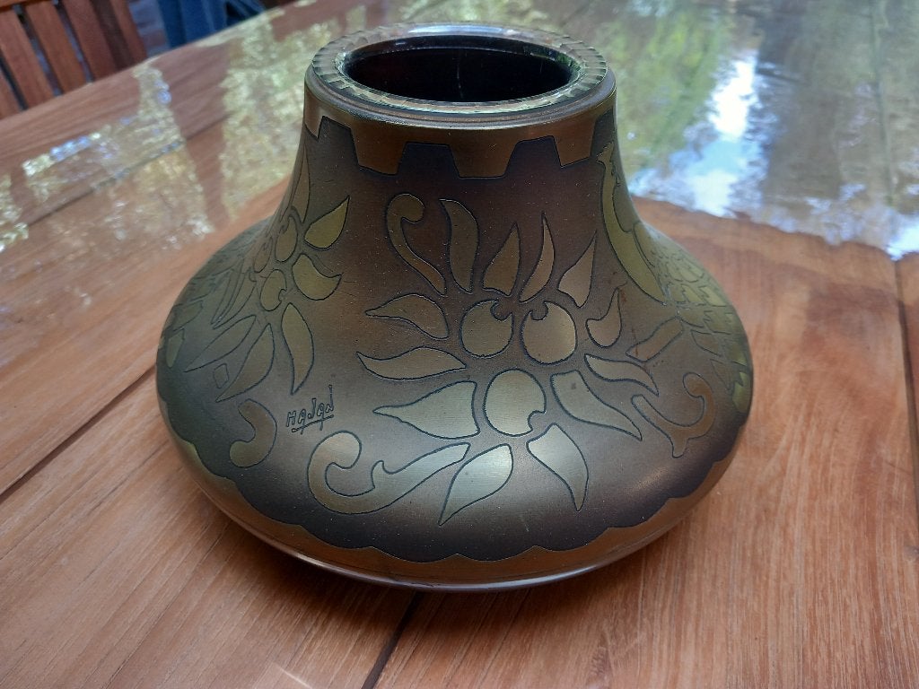 Vase art déco signé, Enlèvement, Cuivre