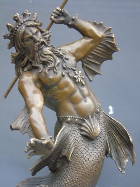 statue en bronze signé NEPTUNE dieu de la mer, Enlèvement, Bronze