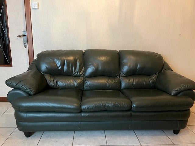 Lederen 3 zit, Huis en Inrichting, Ophalen, Gebruikt, Driepersoons, Leer