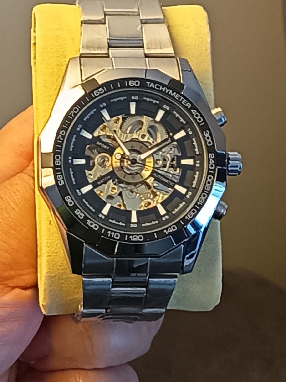 montre automatique en acier, Enlèvement ou Envoi, Neuf, Gris