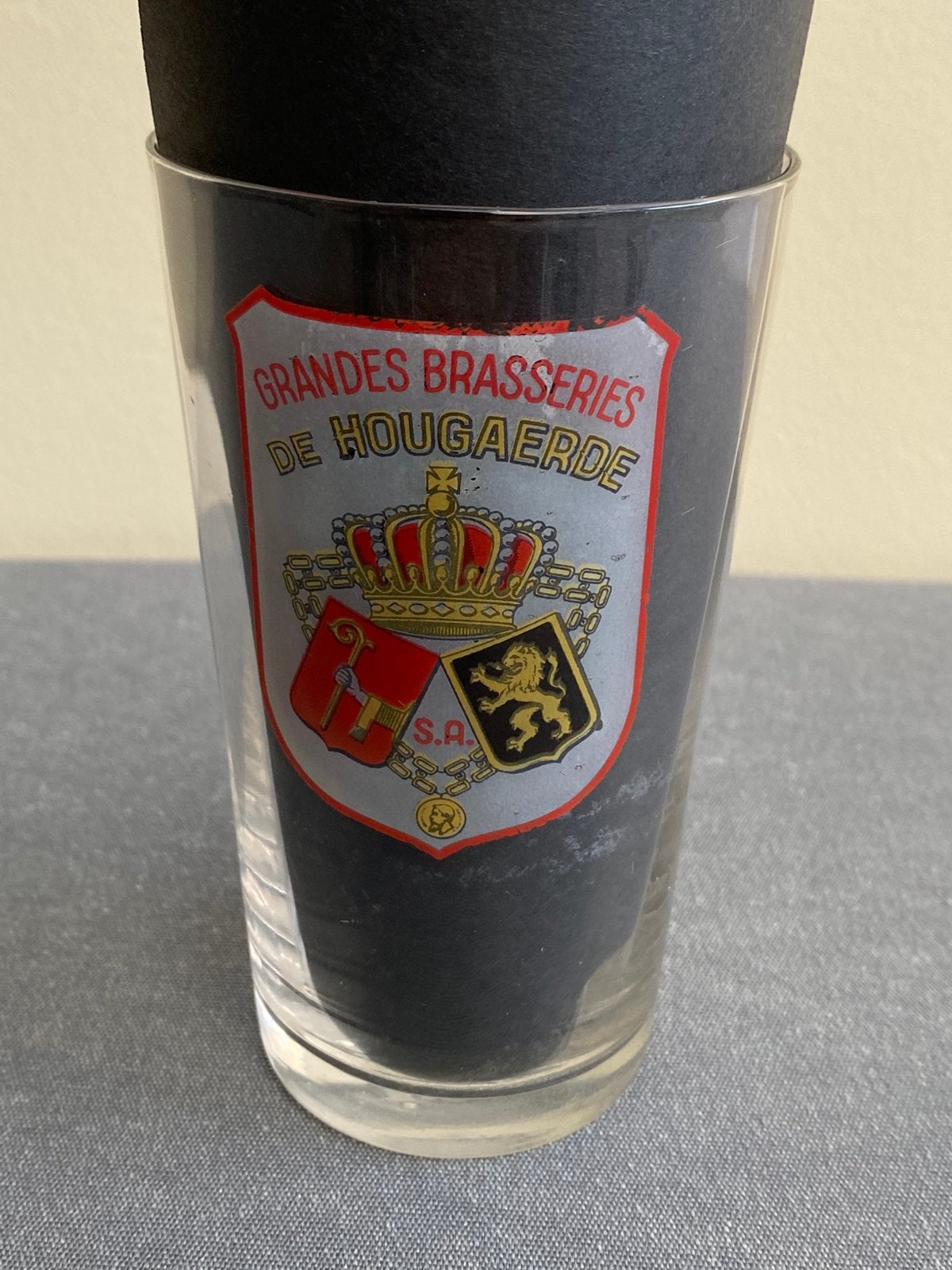Decalco glas Grandes Brasseries d'Hougaerde - Hoegaarden, Enlèvement ou Envoi, Utilisé, Verre ou Verres