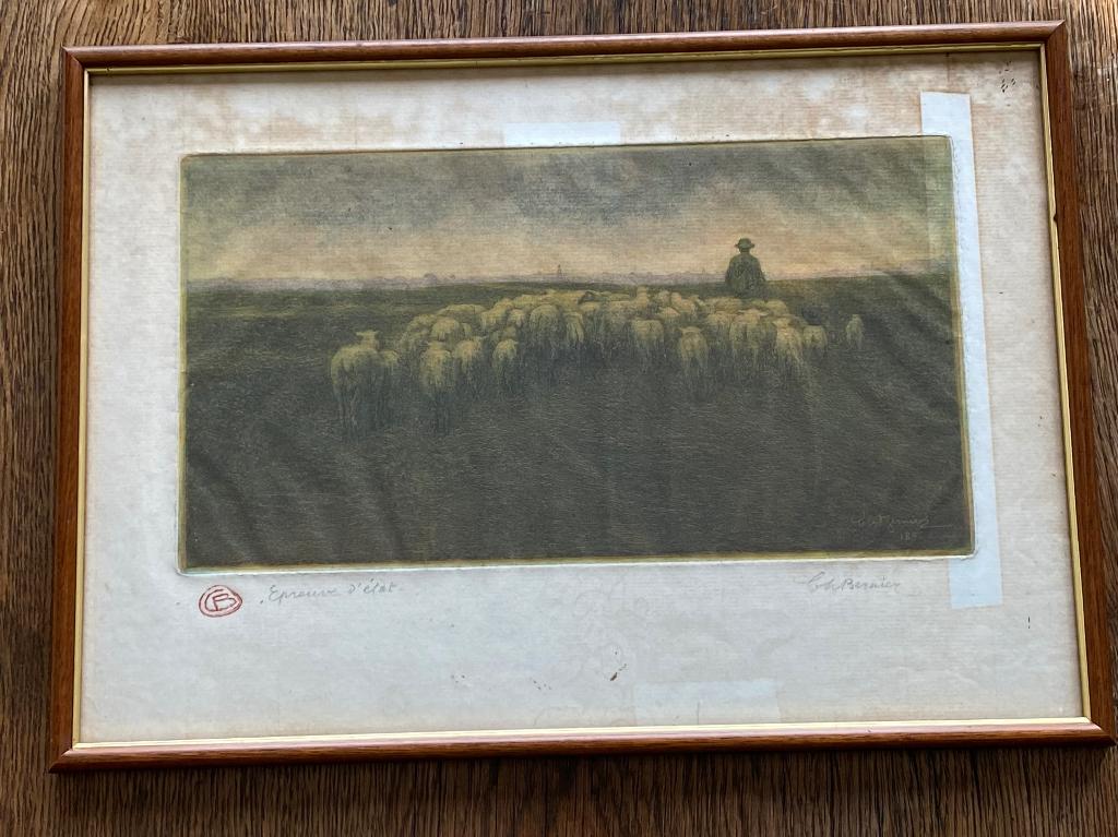 Schilderij: Ets door CH.BERNIER 1895, Antiek en Kunst, 1800 - 1899, Ets, 27 cm, 38 cm