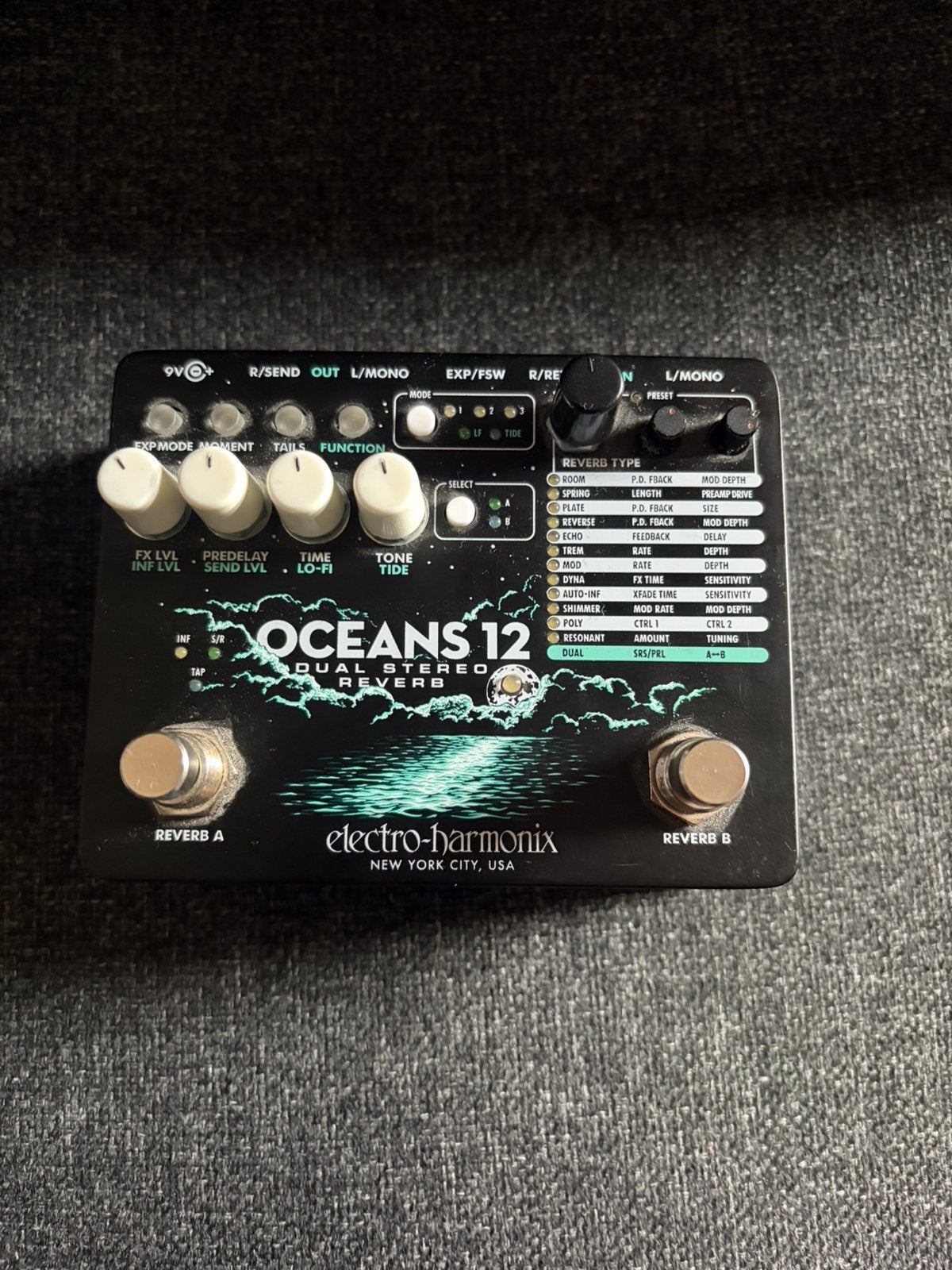 Electro Harmonix Oceans 12 dual stereo reverb, Muziek en Instrumenten, Ophalen, Zo goed als nieuw, Reverb