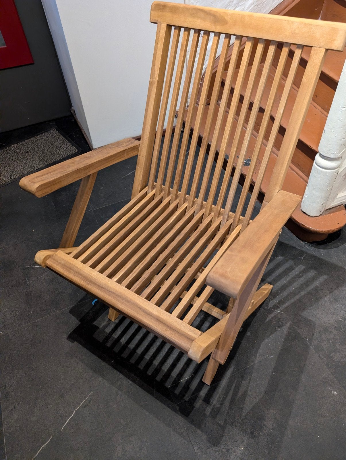 CHAISE PLIANTE EN TECK AVEC ACCOUDOIRS NEUVE- 4 disponibles, Jardin & Terrasse, Bois