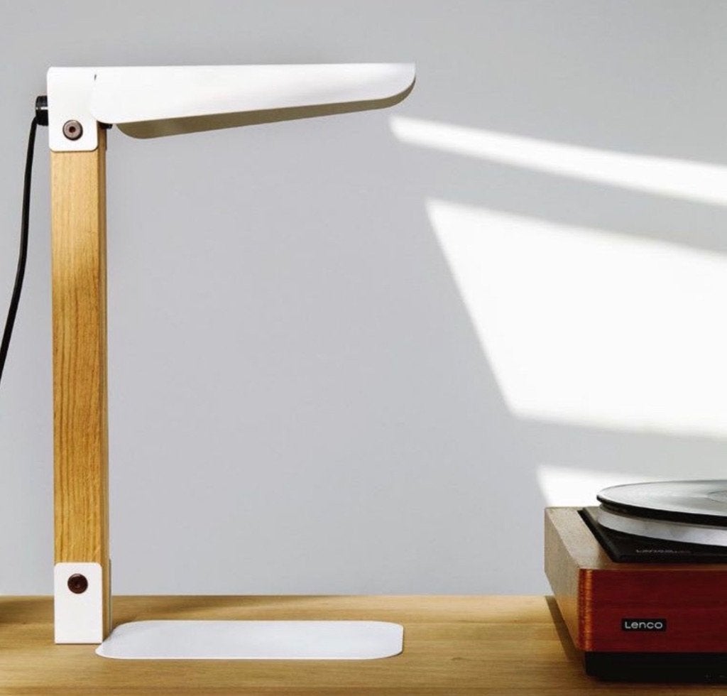 Design tafel lamp Ethnicraft, Ophalen, Bureaulamp, 43 cm, Wit