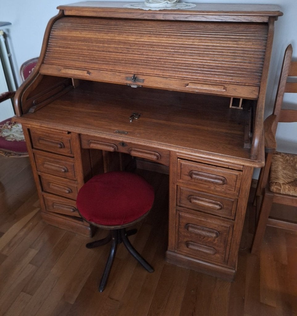 roll top antieke bureau, Ophalen, Gebruikt, Antiek