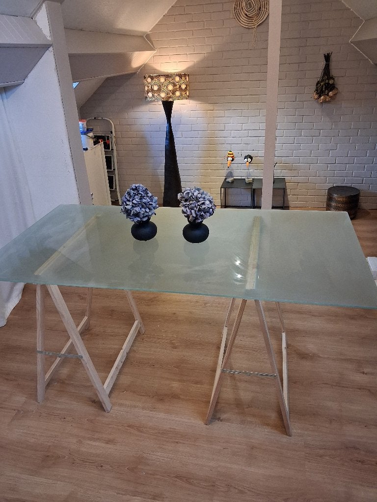 Glazen tafelblad, Gebruikt, 100 tot 150 cm, Rechthoekig, 50 tot 100 cm