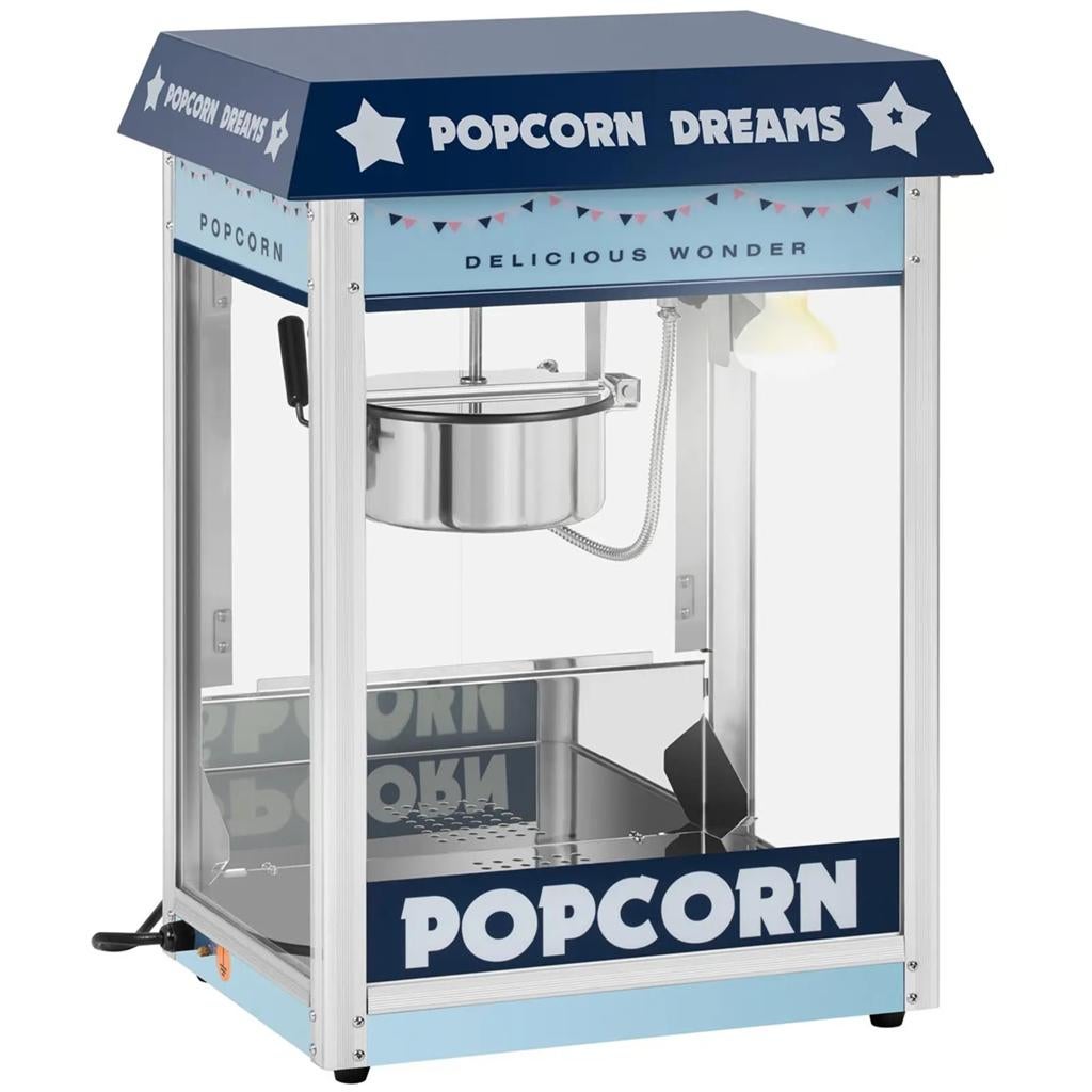 Popcornmachine retro blauw met onderstel, Ophalen