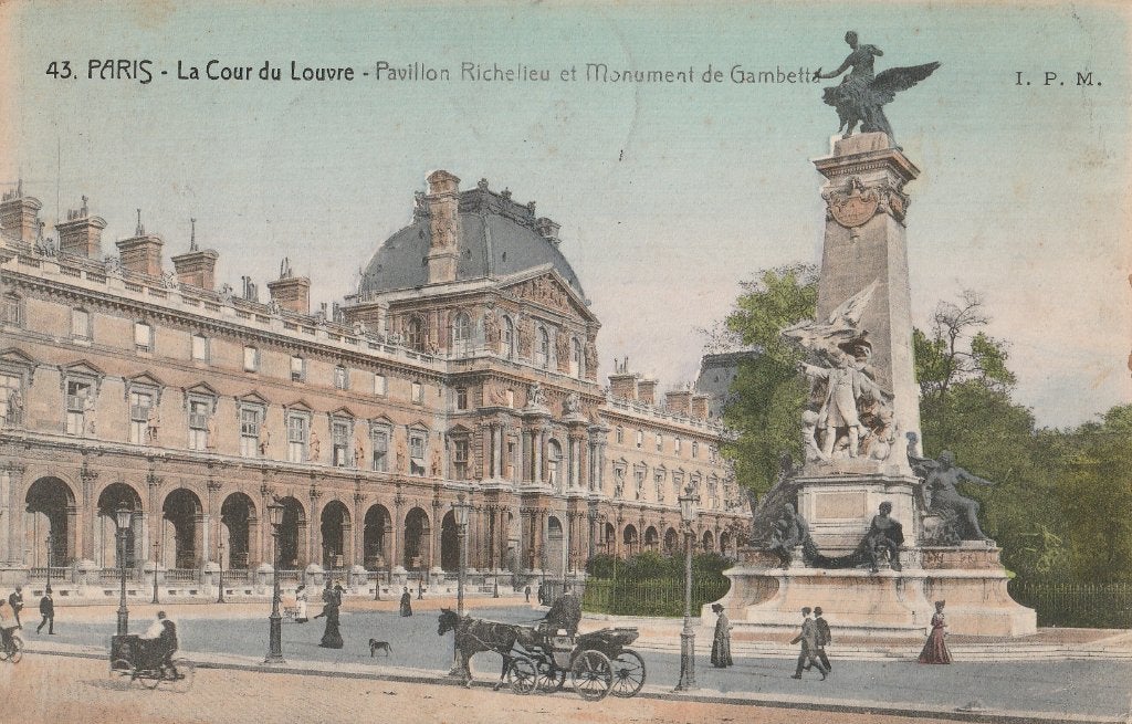 PARIJS -  Koer Louvre + Paviljoen Richelieu + 110 Jaar oud !, Collections, Enlèvement ou Envoi, Avant 1920, Affranchie, France