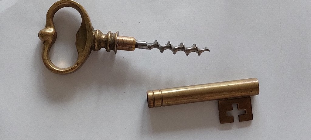 2 koperen flessenopeners paardenkoppen sleutel kurkentrekker, Antiek en Kunst, Ophalen of Verzenden