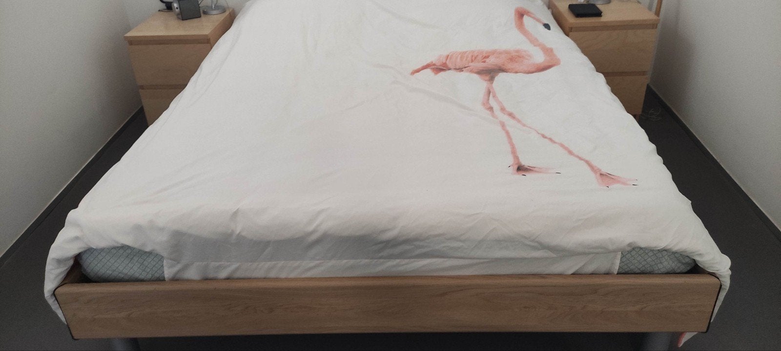 Tweepersoonsbed met lattenbodem en matras, Huis en Inrichting, Ophalen, Gebruikt, Bruin, Tweepersoons