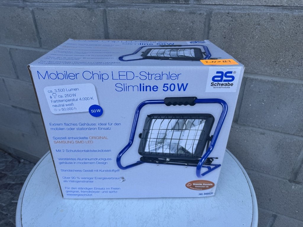 Werflamp - ledstraler 50W Slimline - merk AS Schwabe (NIEUW), Ophalen of Verzenden, Nieuw