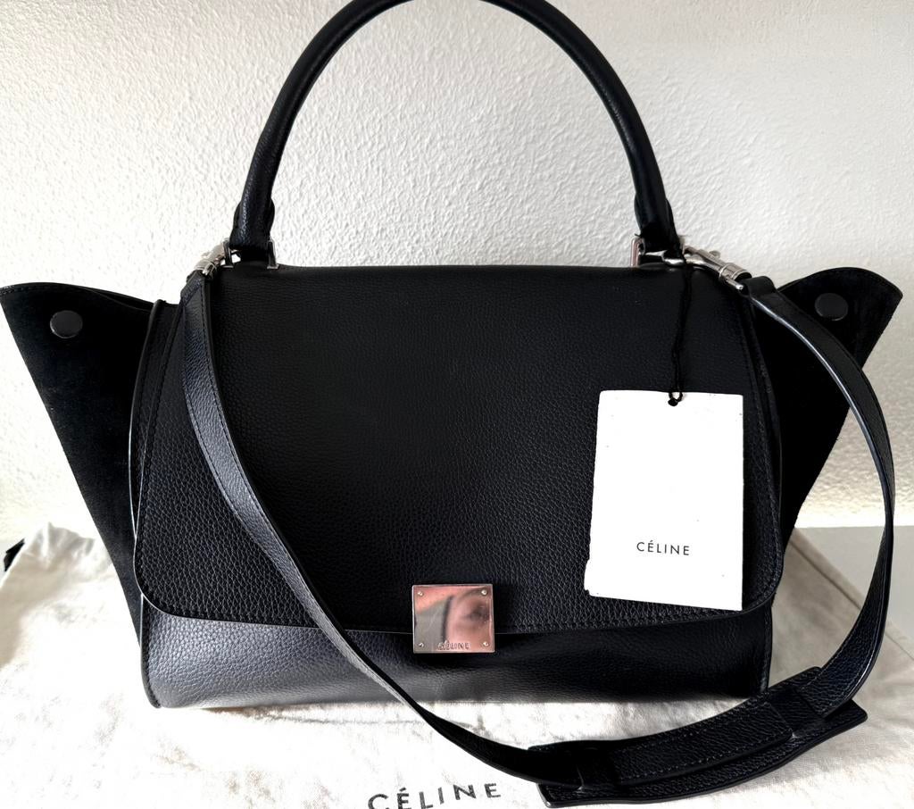 CÉLINE ICONISCHE TRAPEZE BAG ZWART LEER (NEW €2.000) 💖💖💖, Handtassen en Accessoires, Tassen | Damestassen, Verzenden, Zo goed als nieuw