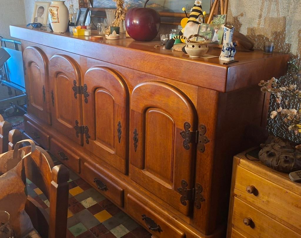 Eiken lange kast, Ophalen, Gebruikt, Met deur(en), Eikenhout