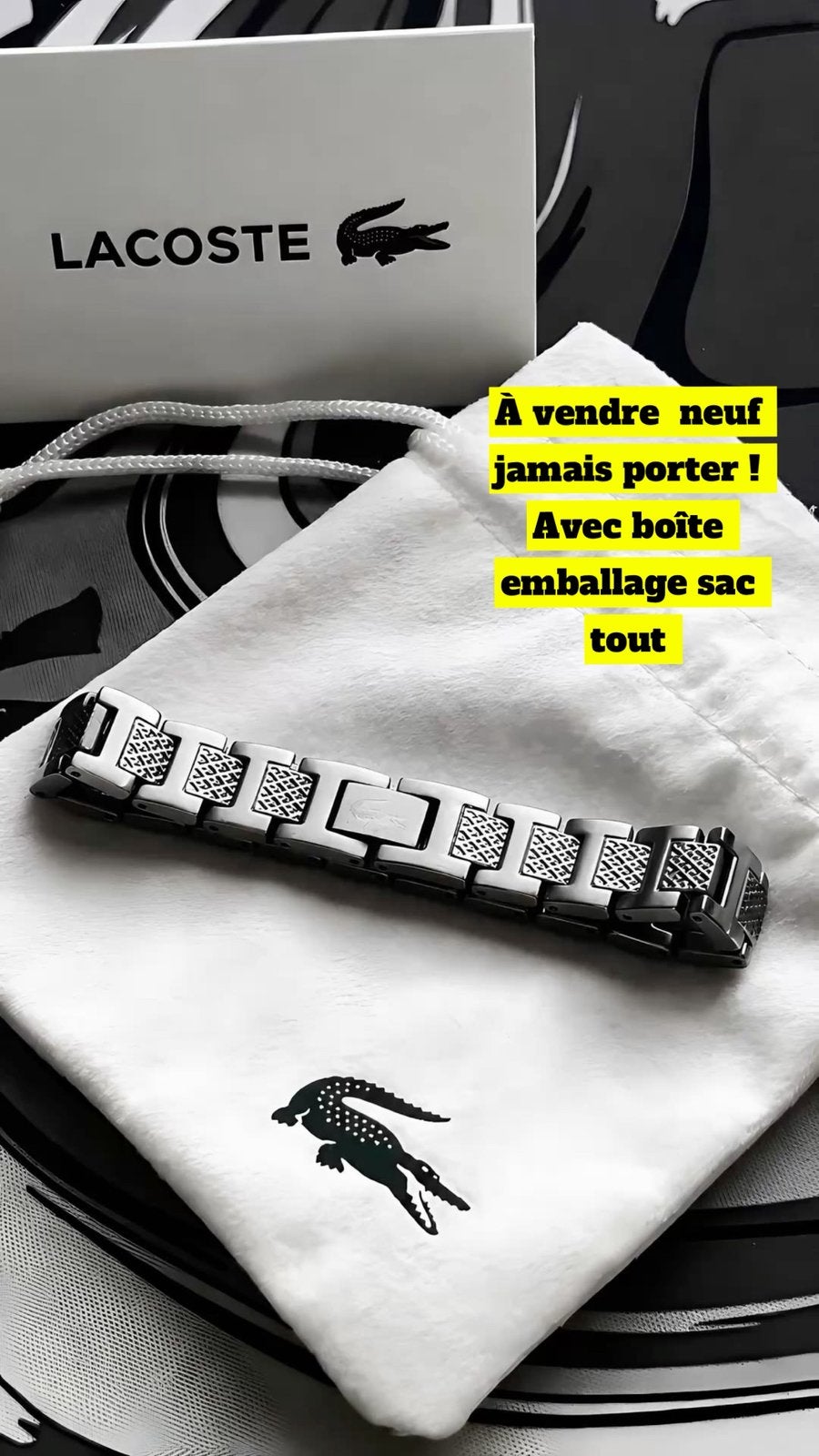 Bracelet lacoste, Enlèvement, Neuf, Gris, Argent