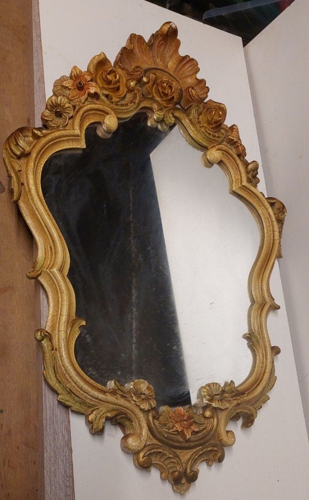 Miroir vintage baroque doré/miroir mural rococo, Enlèvement, Ovale, 50 à 100 cm, 100 à 150 cm
