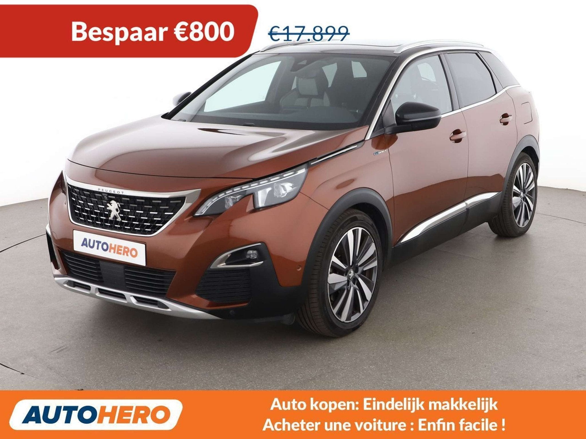 Peugeot 3008 1.6 Hybrid 4 300 GT (bj 2020, automaat), Auto's, Gebruikt, Euro 6, Lichtsensor, Bruin