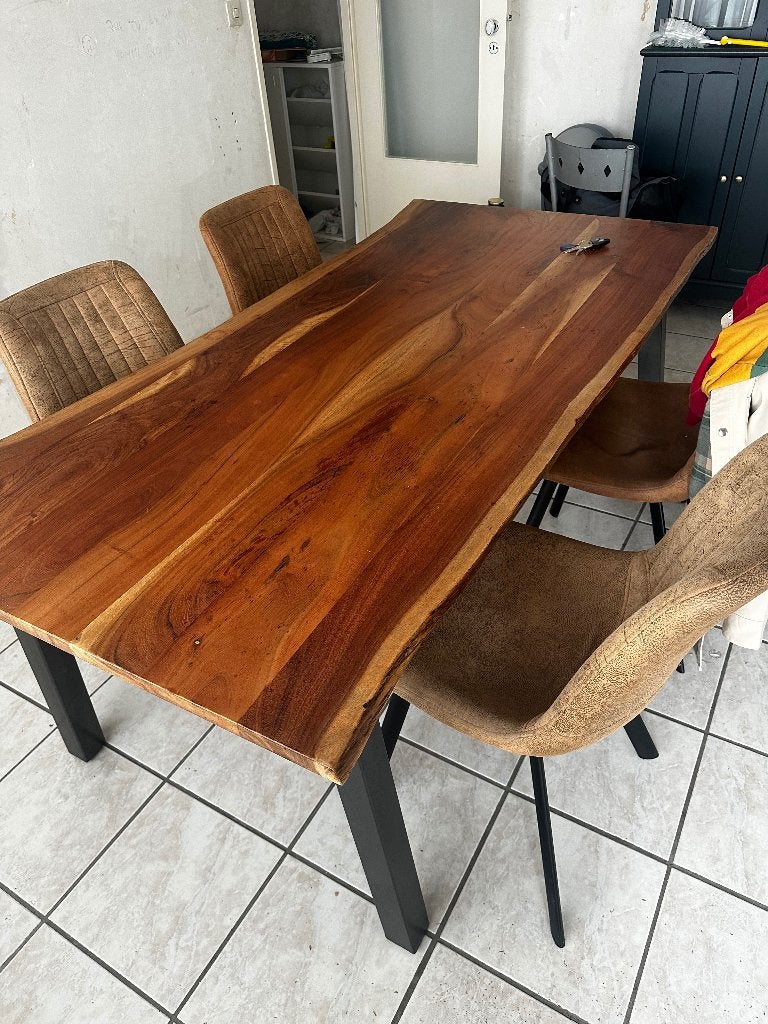 table à manger + 4 chaises en daim, Maison & Meubles, Tables | Tables à manger, 150 à 200 cm, Cinq personnes ou plus, Comme neuf